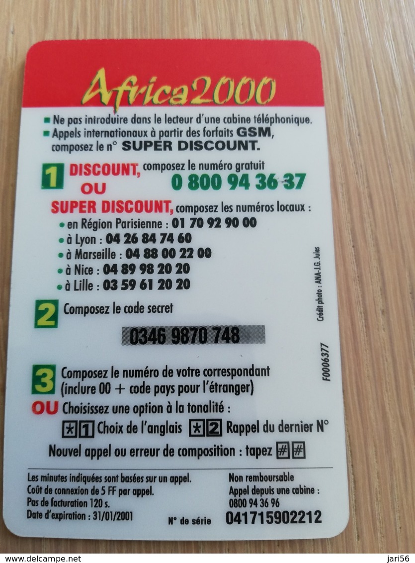 FRANCE/FRANKRIJK  75 UNITES AFRICA 2000     PREPAID  USED    ** 1449** - Nachladekarten (Handy/SIM)