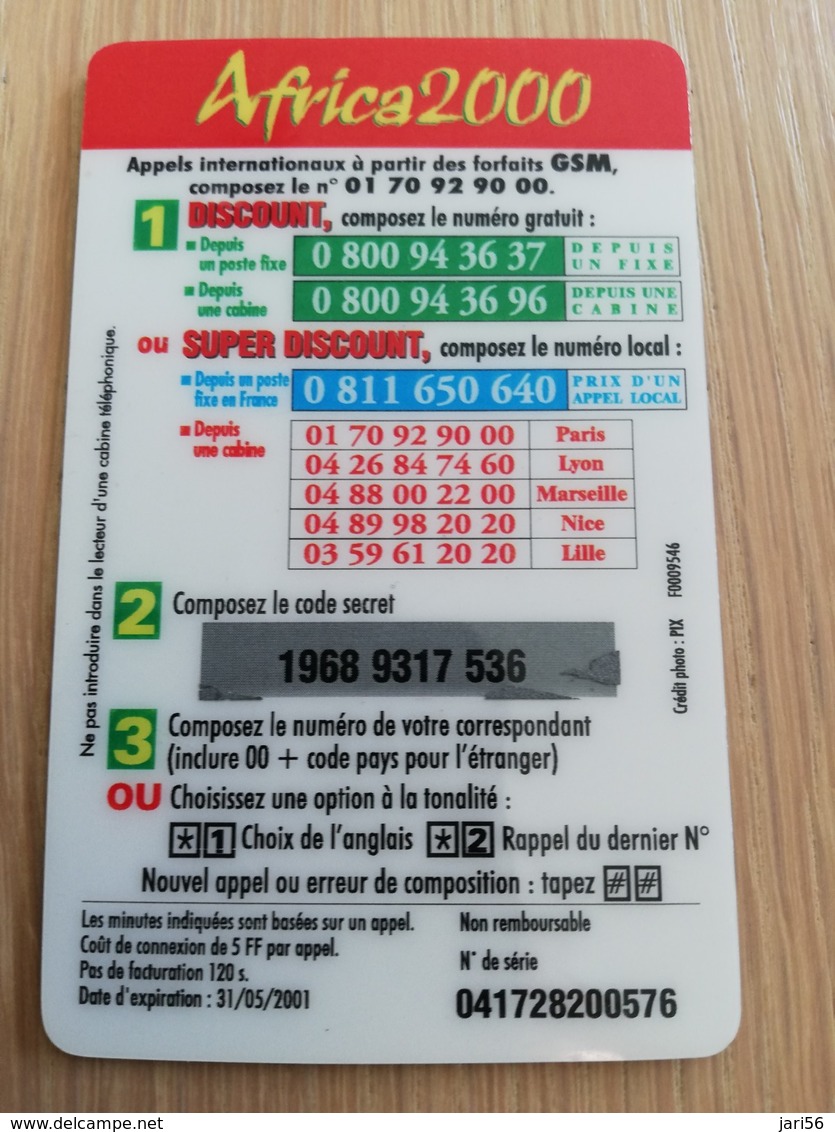 FRANCE/FRANKRIJK  75 UNITES AFRICA 2000   (DIFF BACK)  PREPAID  USED    ** 1450** - Mobicartes (GSM/SIM)