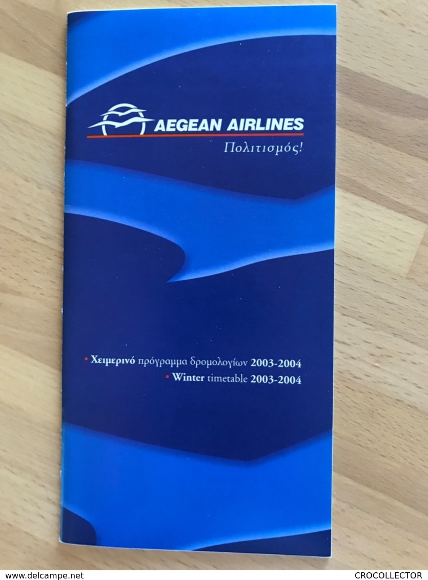 AEGEAN AIRLINES Winter Timetable 2003-2004 - Tijdstabellen