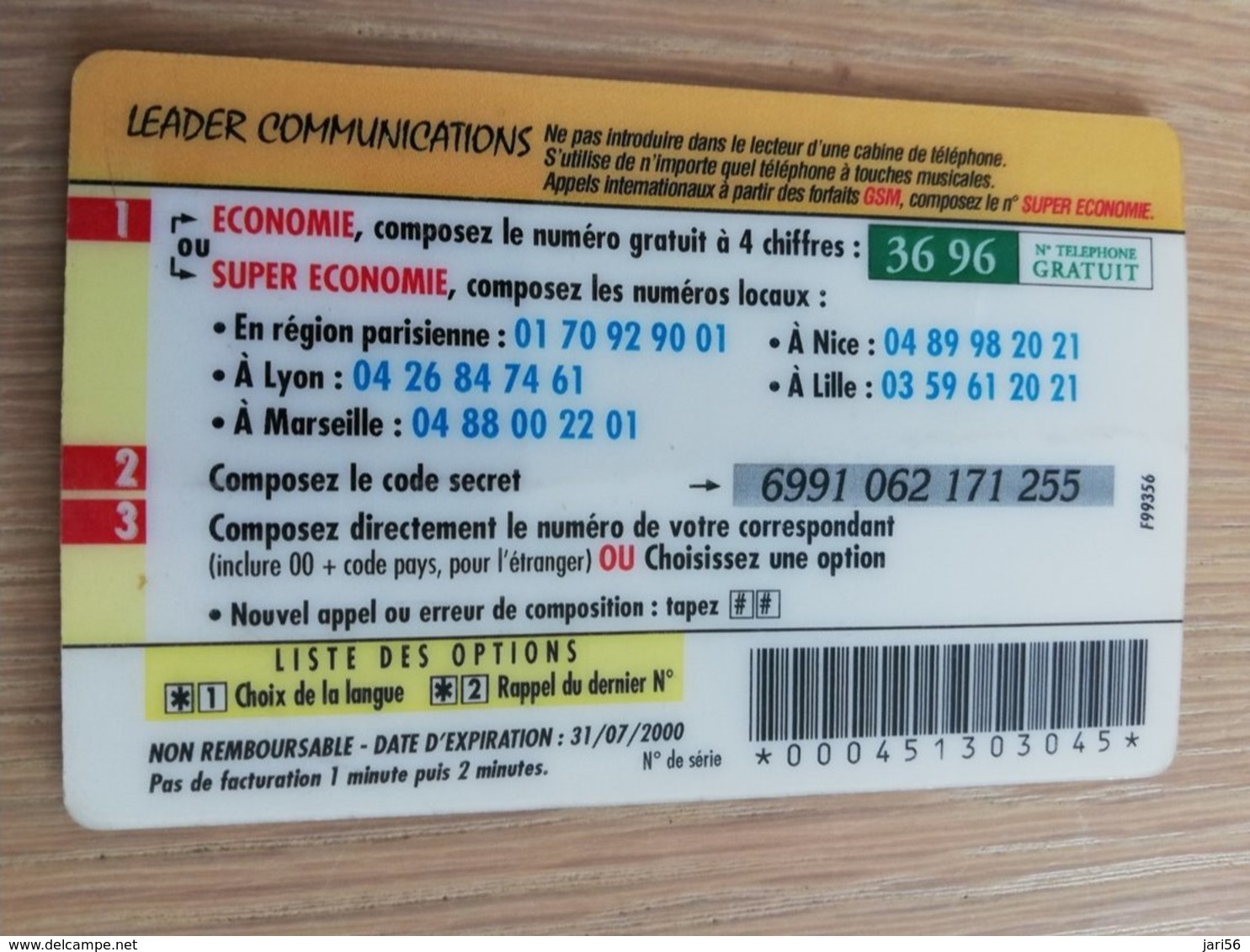 FRANCE/FRANKRIJK  60 UNITES LEADER COMMUNICATIONS (DIFF BACK)    PREPAID  USED    ** 1461** - Nachladekarten (Handy/SIM)