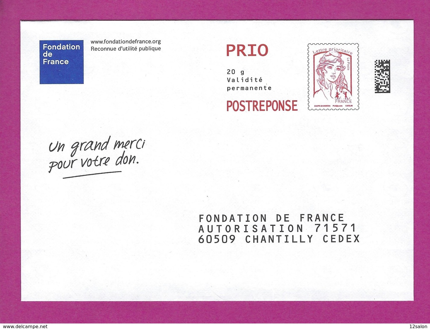 ENTIERS POSTAUX PRET A POSTER REPONSE MARIANNE CIAPPA FONDATION DE FRANCE - Cartes/Enveloppes Réponse T