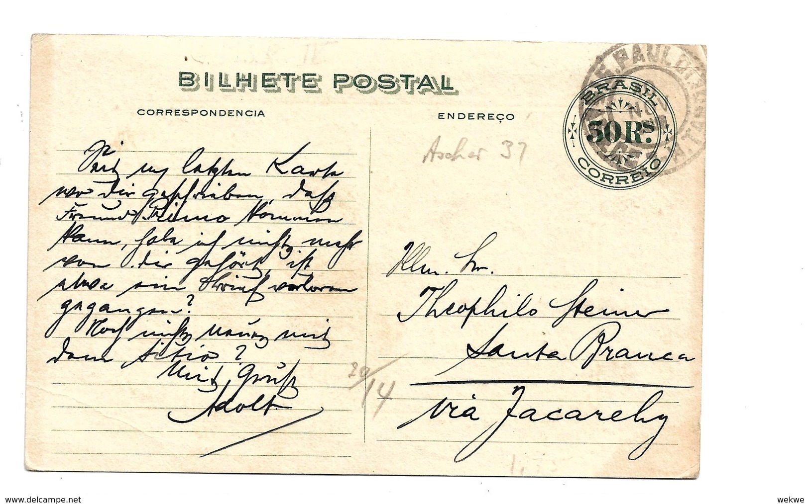 Bra167 / BRASILIEN - Hafen-Jahrhundert-Feier. Ausstellung Von 1908 - Briefe U. Dokumente