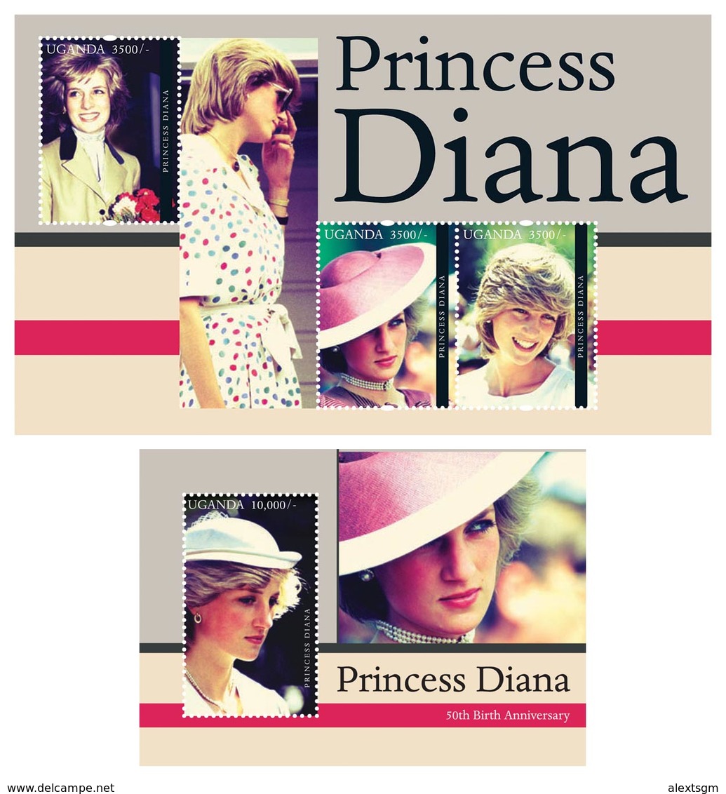 UGANDA 2012 - Princess Diana - YT 2389A-C + BF373A; CV=32 € - Royalties, Royals