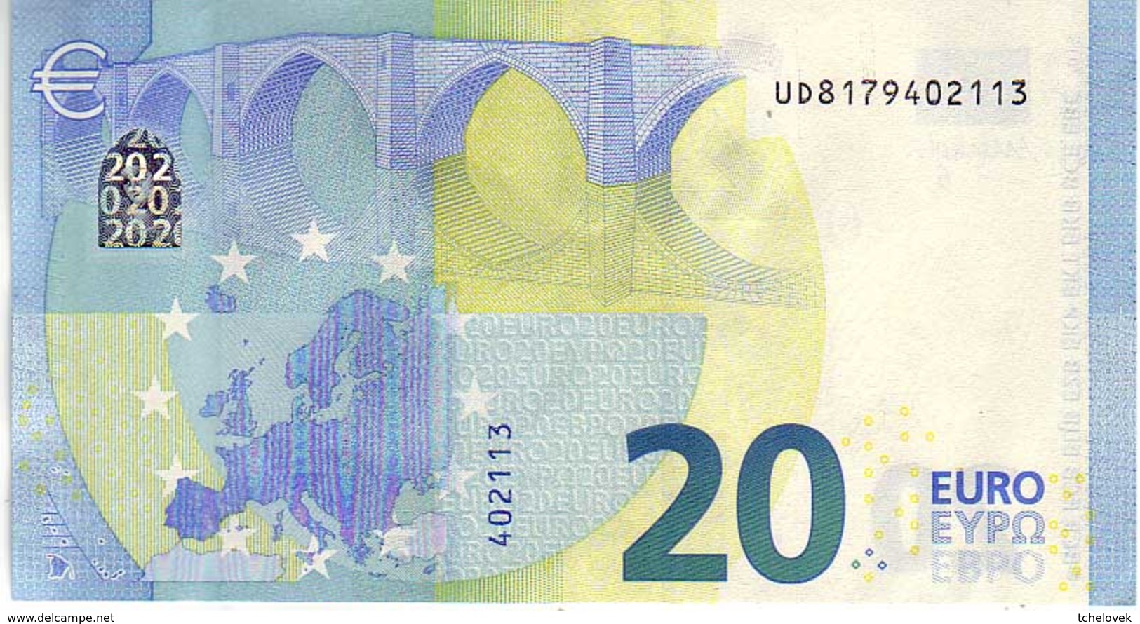 (Billets). 20 Euros 2015 Serie UD, U008C5, N° UD 8179402113,  Signature 3 Mario Draghi UNC - 20 Euro