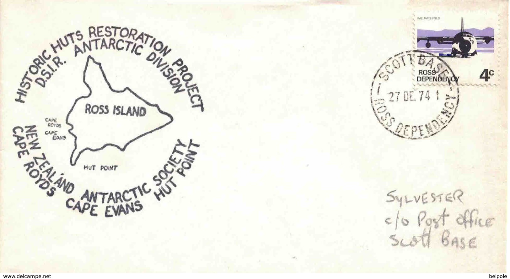 Antarctica Ross Dependency SCOTT BASE - Historic Huts Restauration Project 27 DE 1974 - Lettres & Documents