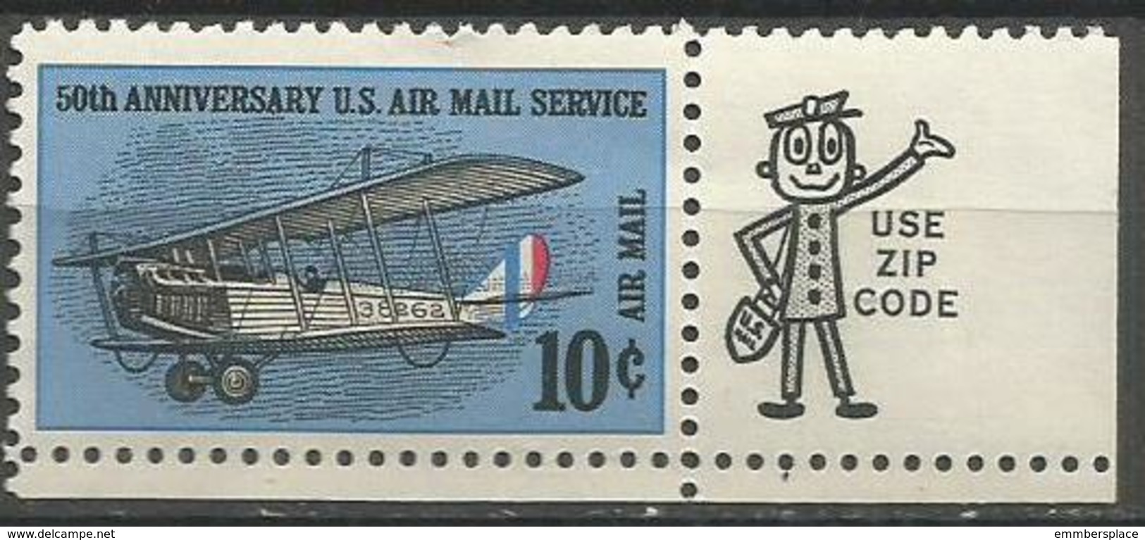 USA - 1968 Curtiss Jenny Zip Single (LR) MNH **  Sc C74 - 3b. 1961-... Ungebraucht