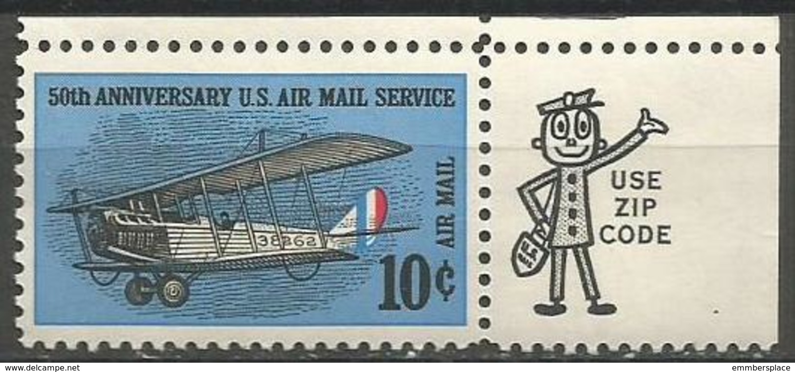 USA - 1968 Curtiss Jenny Zip Single (UR) MNH **  Sc C74 - 3b. 1961-... Ungebraucht