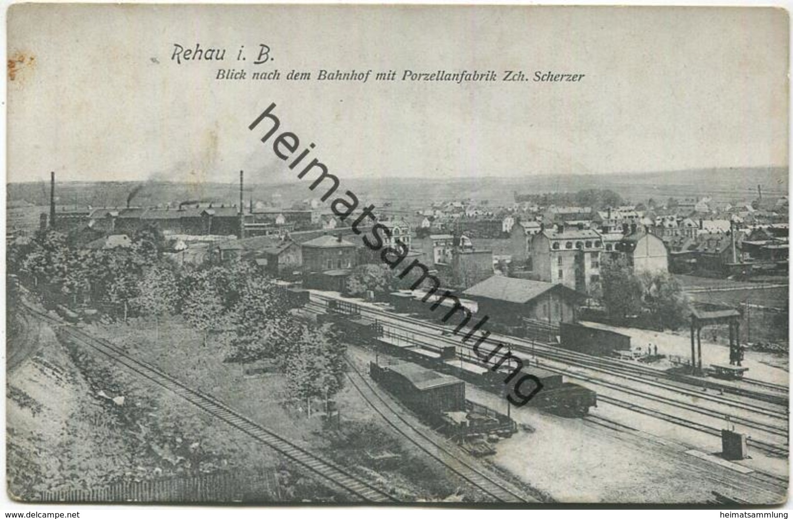 Rehau In Bayern - Blick Nach Dem Bahnhof Mit Porzellanfabrik Zch. Scherzer - Verlag Fr. Gölkl Rehau 1907 - Rehau