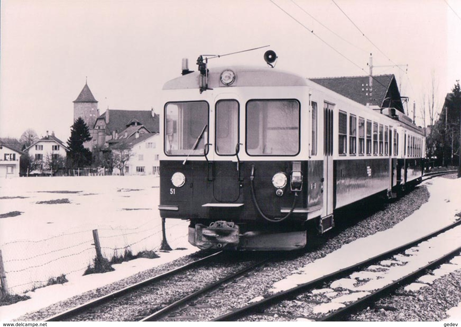 Chemin De Fer Lausanne Echallens Bercher, Train à Echallens Sous La Neige, Photo 1970 LEB 55907 - Bercher