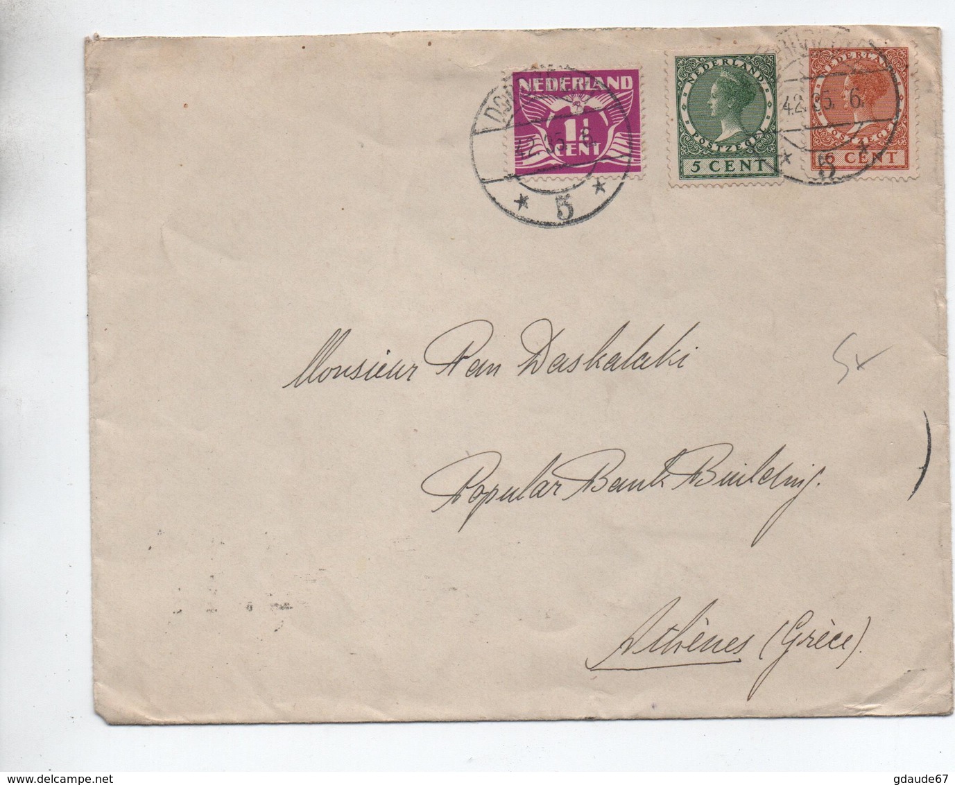 1935 - ENVELOPPE Pour ATHENES - Poststempel
