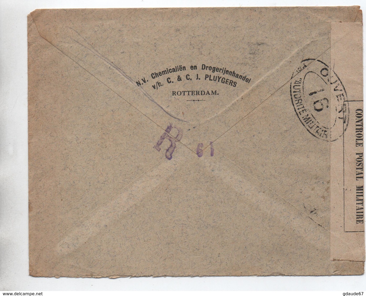 1917 - ENVELOPPE De ROTTERDAM Avec CENSURE Pour PARIS - Postal History