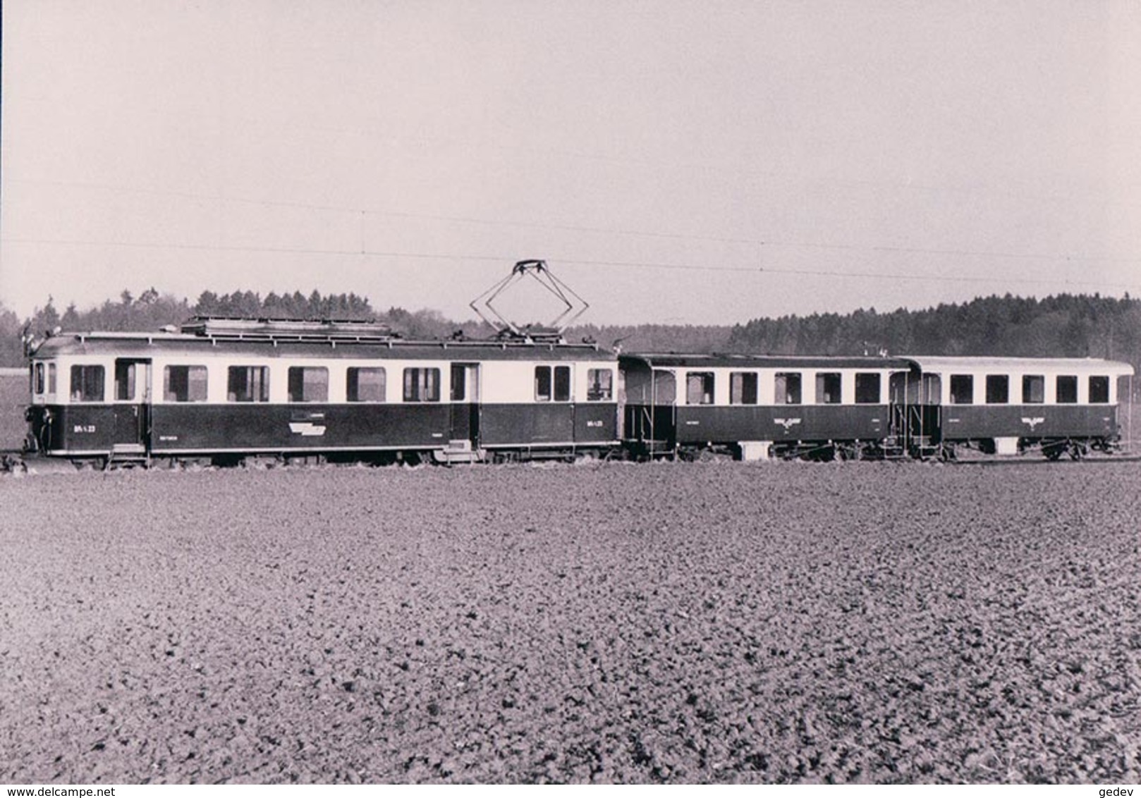 Chemin De Fer Lausanne Echallens Bercher, Train Près De Sugnens, Photo 1967 LEB 55902 - Bercher