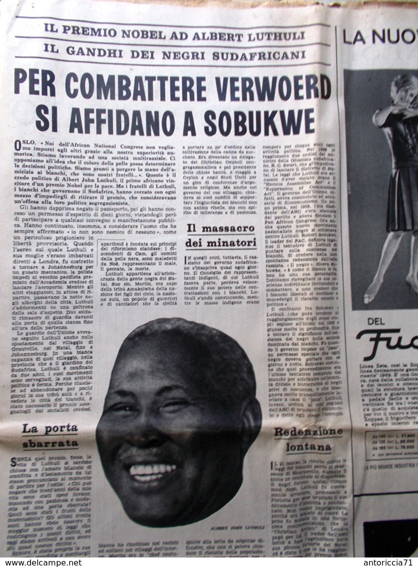 L'Espresso Del 17 Dicembre 1961 Luthuli Comunisti Loren O'Brien Brigitte Bardot - Guerra 1914-18