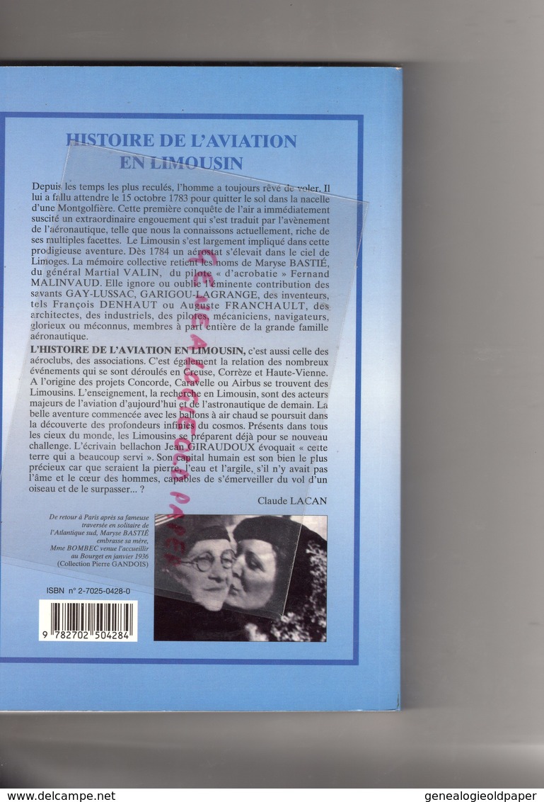 87-19-23- HISTOIRE AVIATION EN LIMOUSIN- CLAUDE LACAN- BRIVE -LIMOGES-SAINT JUNIEN-FEYTIAT-LE DORAT-ARGENTAT-GUERET - Limousin