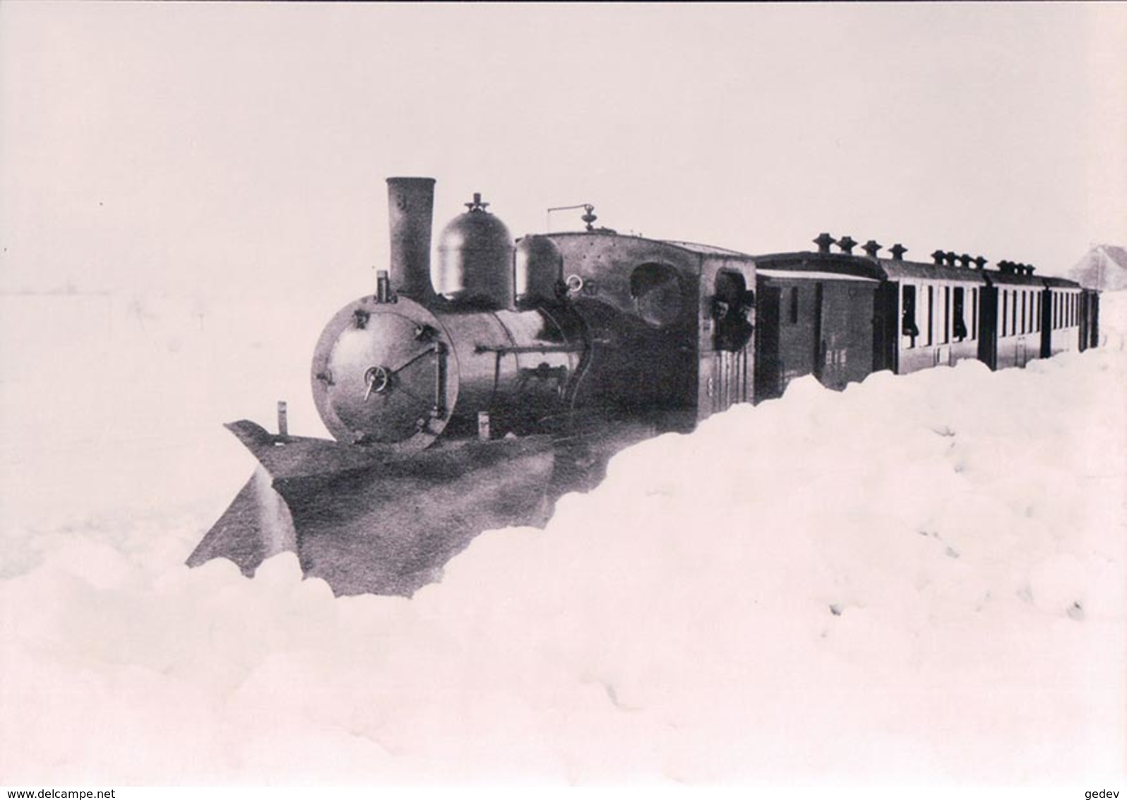 Chemin De Fer Lausanne Echallens Bercher, Train à Vapeur Près Echallens Dans La Neige, Photo 1918 Retirage LEB 55701 - Bercher