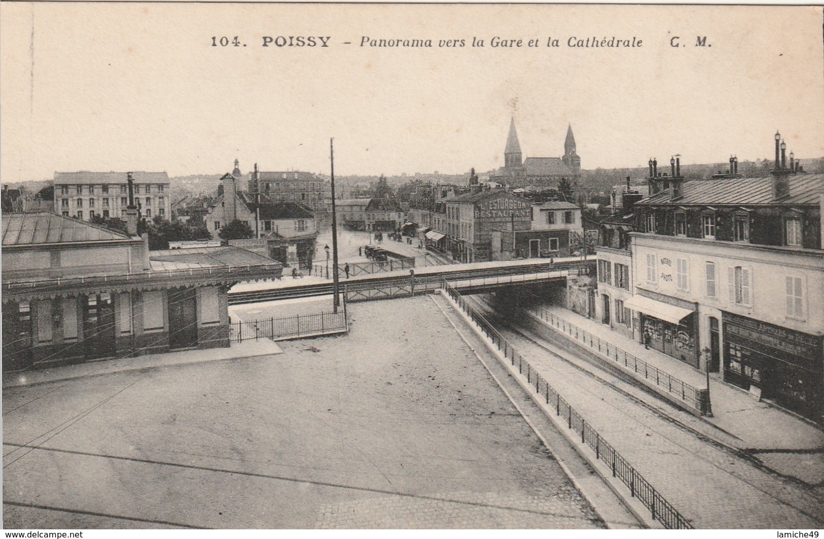 2 CPA POISSY Panorama Vers La Gare Et La Cathédrale ( Magasin Photo) -Boulevard De La Seine ( Landau ) - Poissy
