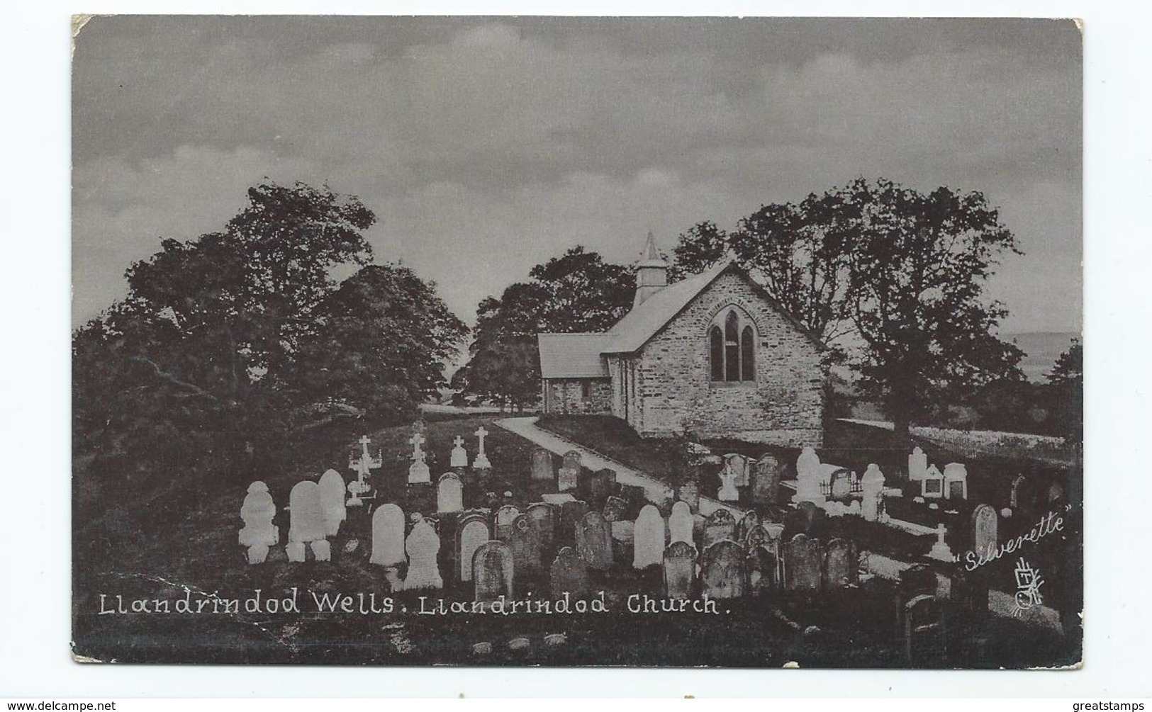 Postcard Rp Silverette Llandridndod Wells Church Tuck's Unused - Radnorshire