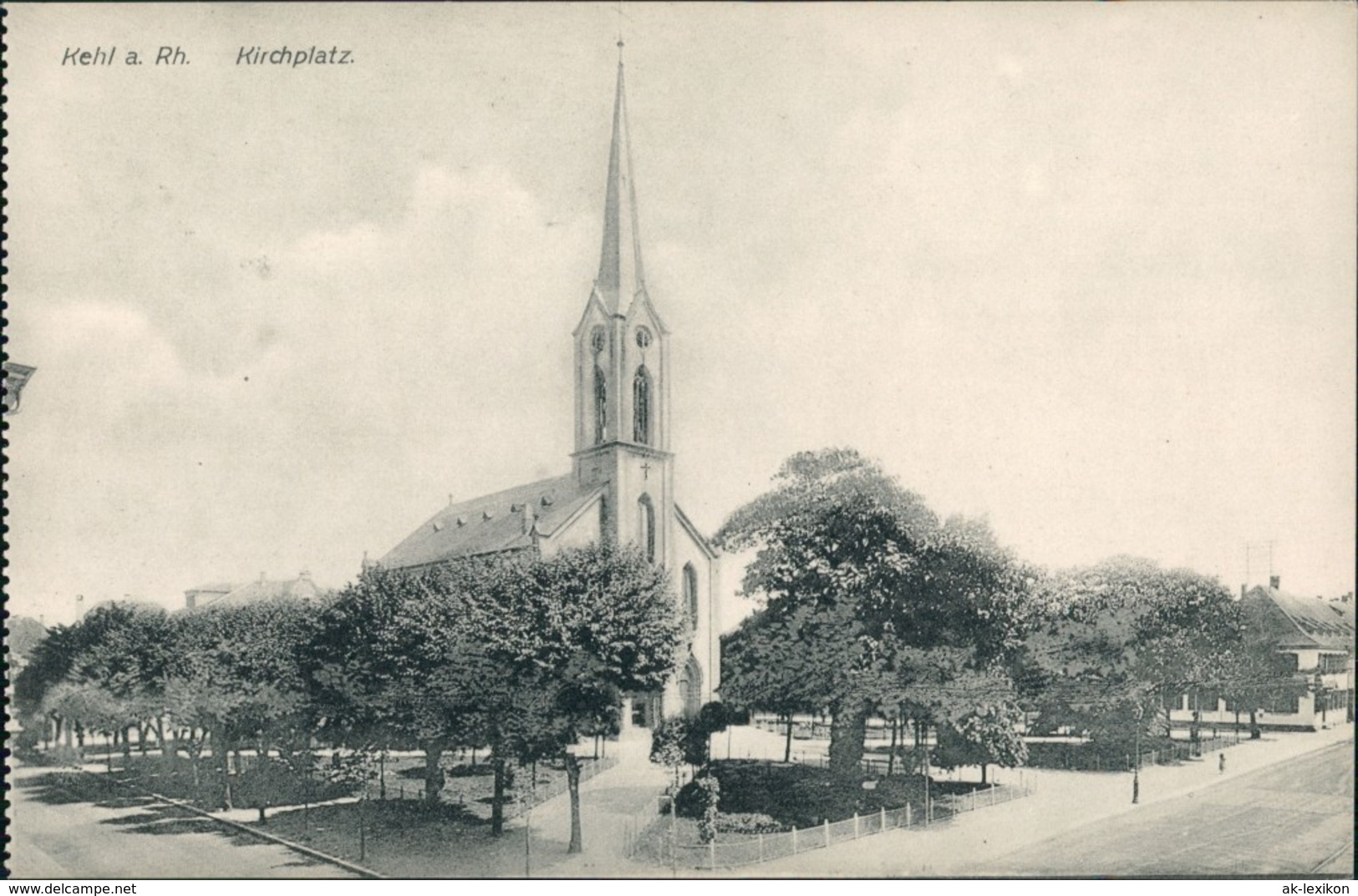 Ansichtskarte Kehl (Rhein) Kirche & Kirchplatz 1910 - Kehl