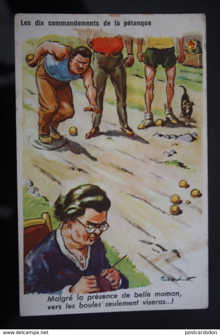 OLD  Postcard - Humour  - PETANQUE. 1950s - Juegos