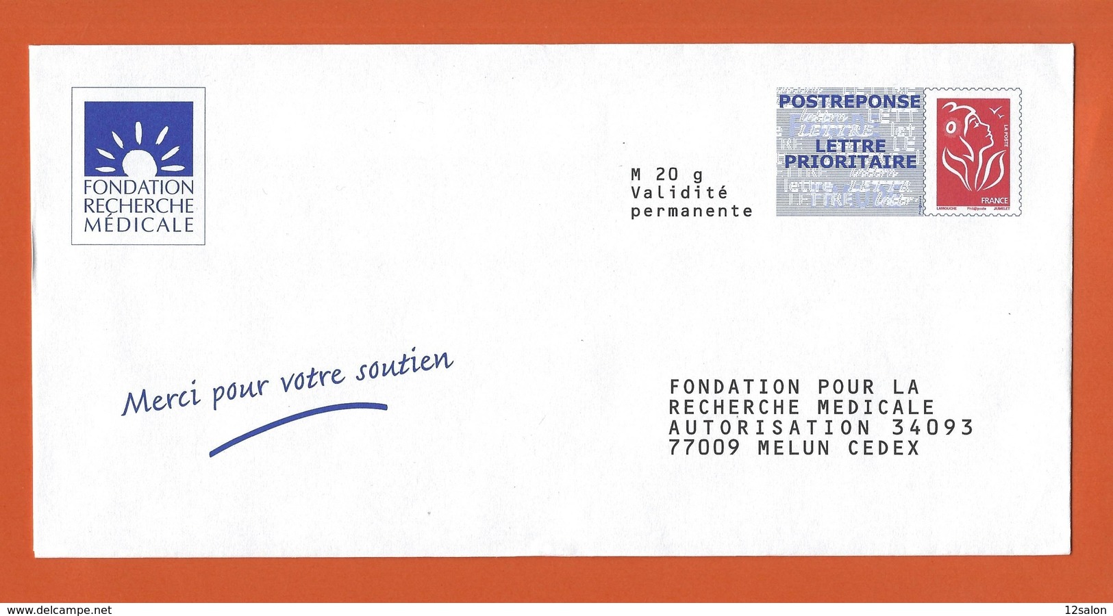 ENTIERS POSTAUX PRET A POSTER TYPE LAMOUCHE FONDATION RECHERCHE MEDICALE - PAP : Antwoord /Lamouche