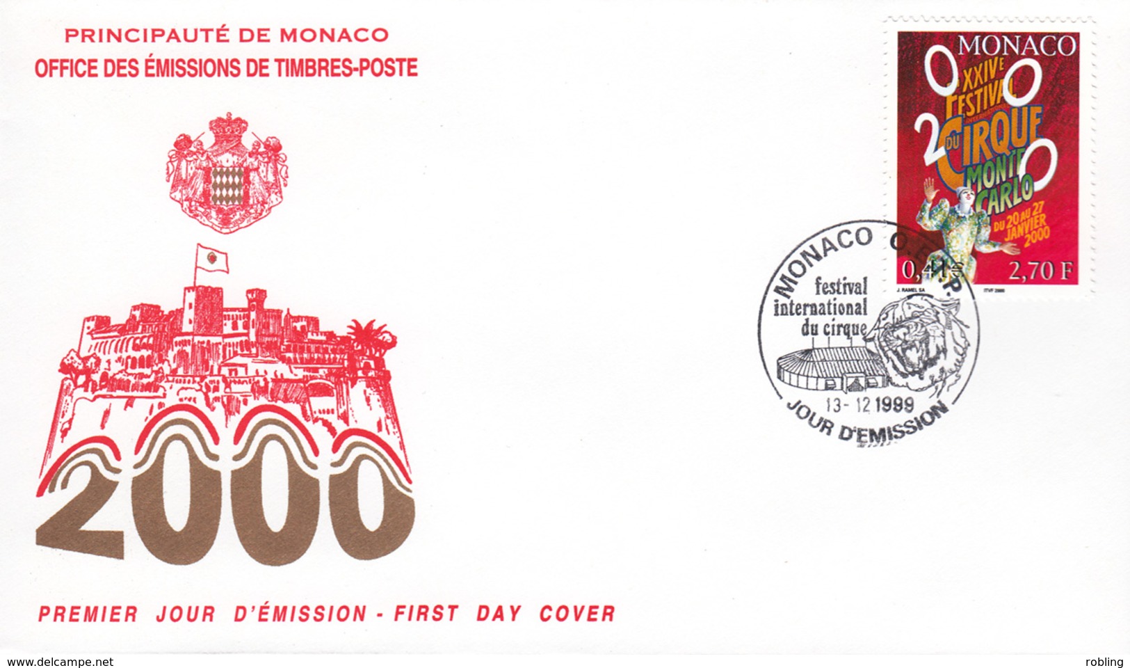 MONACO 1999, Circus Monte Carlo, Michel 2476 FDC 26823 - Cirque