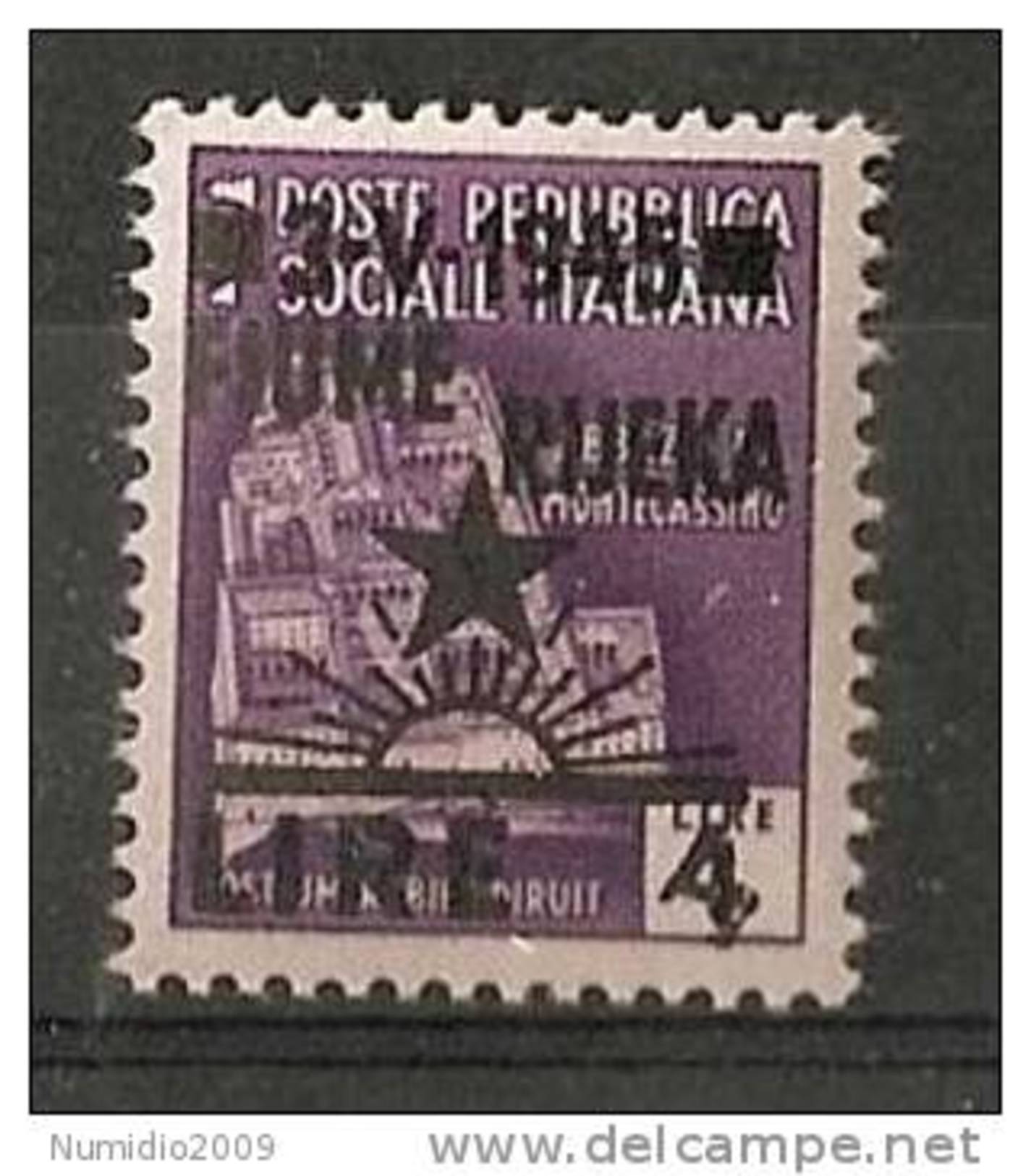 1945 OCCUPAZIONE JUGOSLAVA FIUME 4 LIRE MNH ** - RR7156 - Jugoslawische Bes.: Fiume