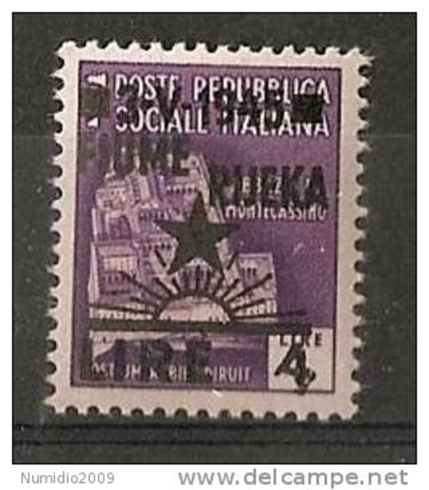 1945 OCCUPAZIONE JUGOSLAVA FIUME 4 LIRE MNH ** - RR7156 - Occ. Yougoslave: Fiume