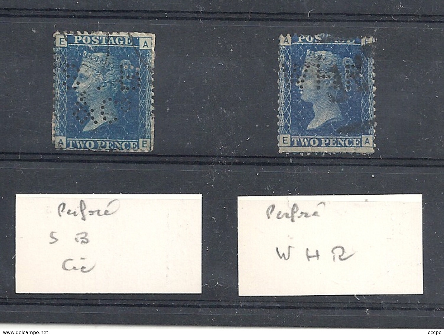 Angleterre Lot Reine Victoria 2P Blue Perforés SB Cie Et WHR - Used Stamps