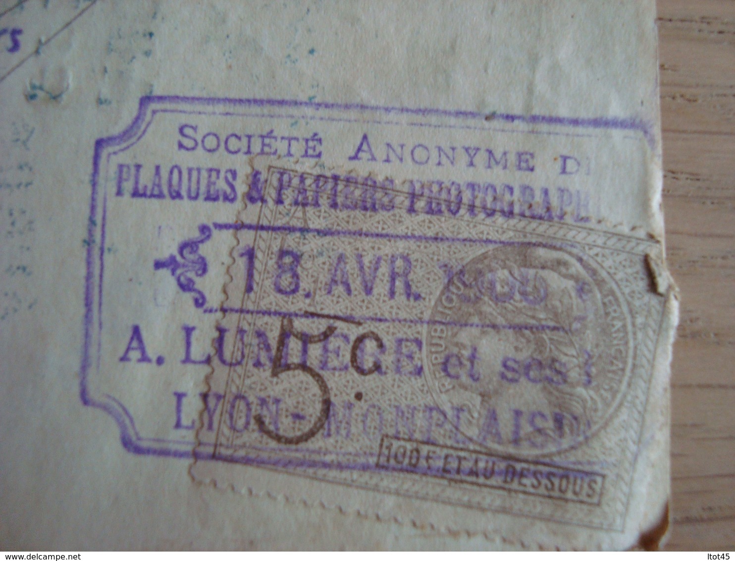 LETTRE DE CHANGE A. LUMIERE 1 SES FILS PLAQUES 1 PAPIERS PHOTOGRAPHIQUES 1906 - Bills Of Exchange