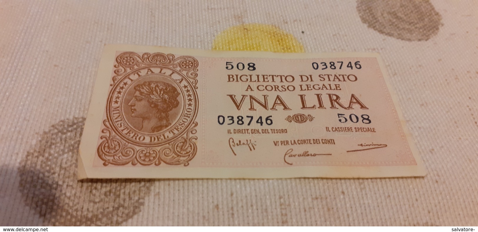 BIGLIETTO DI STATO 1 LIRA 1944 - Biglietti Di Stato