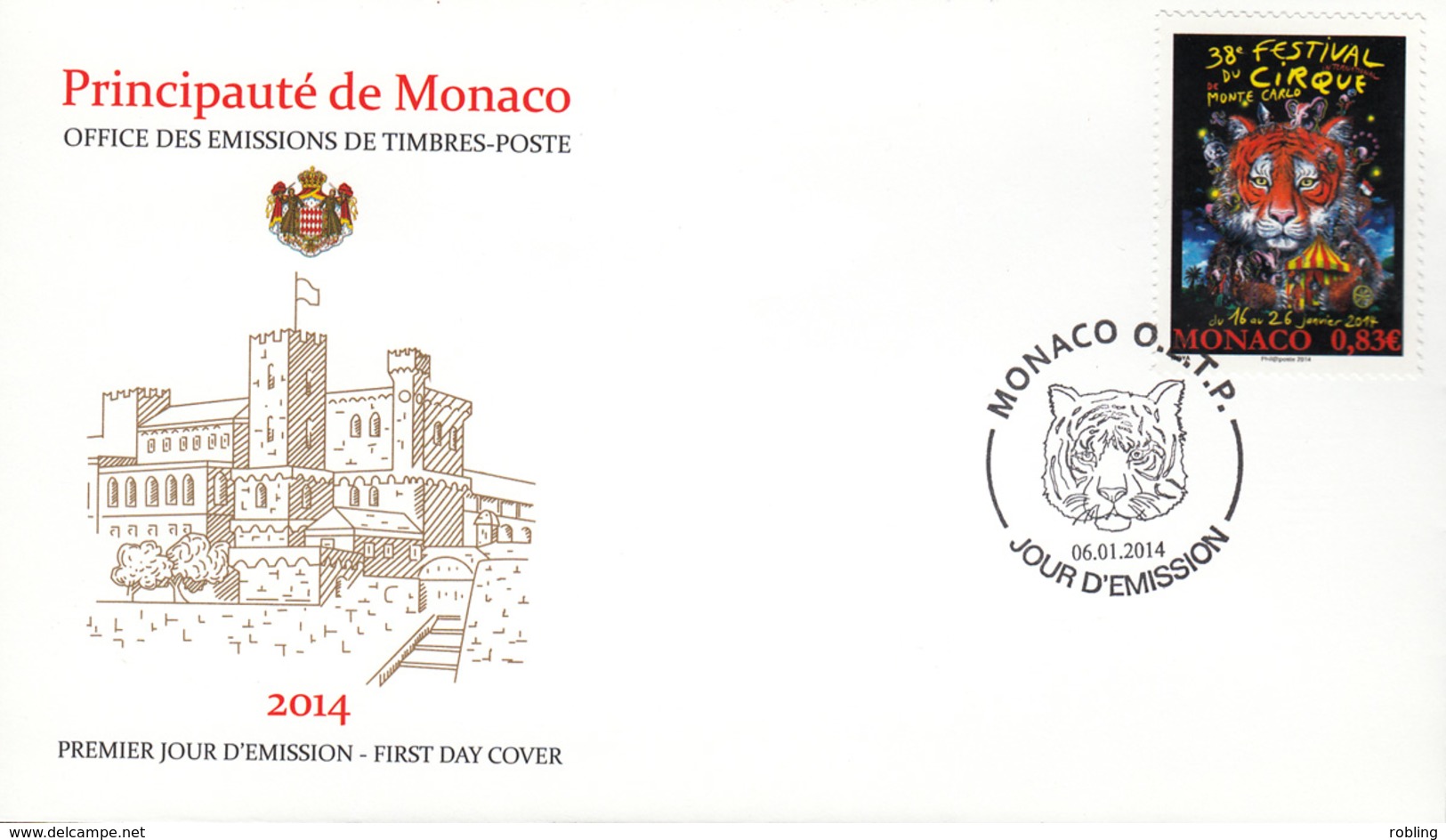 MONACO 2014, Circus Monte Carlo, Michel 3165  FDC 26839 - Cirque