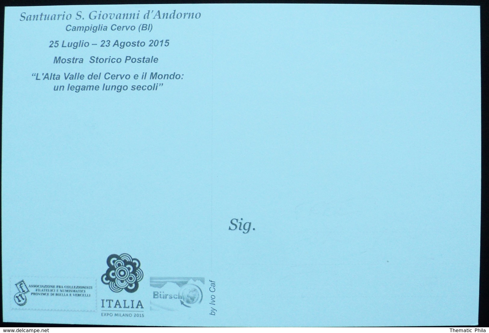 2015 Italia Italy Postcard Postmark Voto Voter Vote Urn Santuaio Giovanni - Valle Del Cervo Cerf Deer - Religion Bürsch - Autres & Non Classés