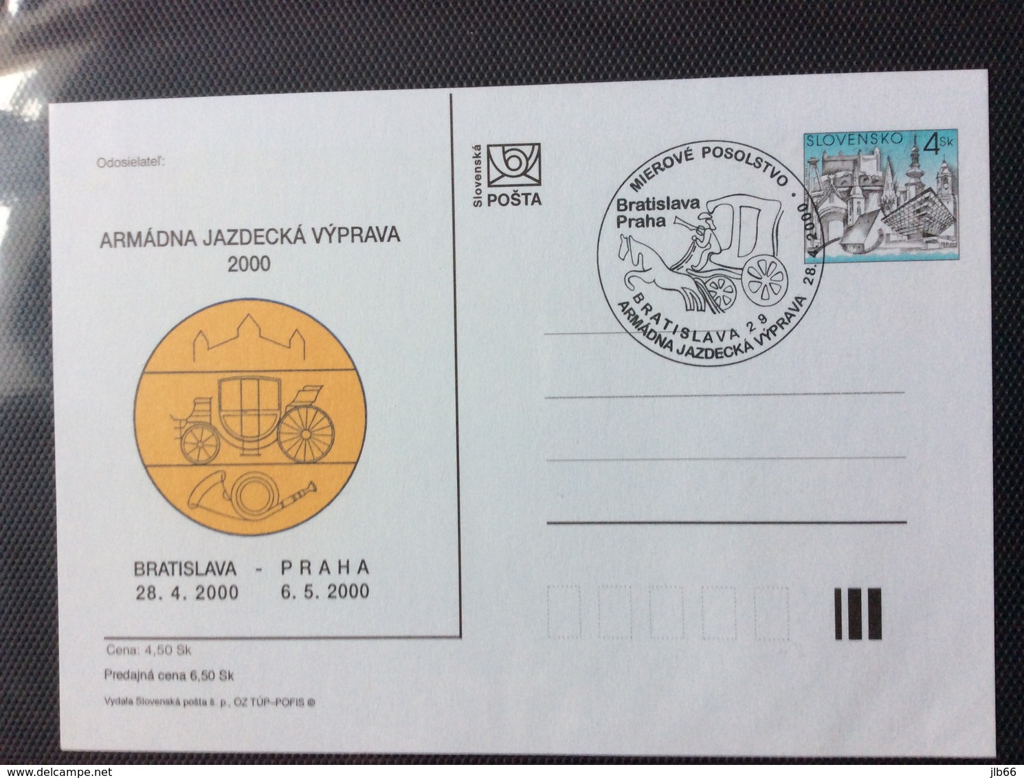 Slovaquie 2000 CDV 40 Courrier Diligence Bratislava Prague - Cartes Postales