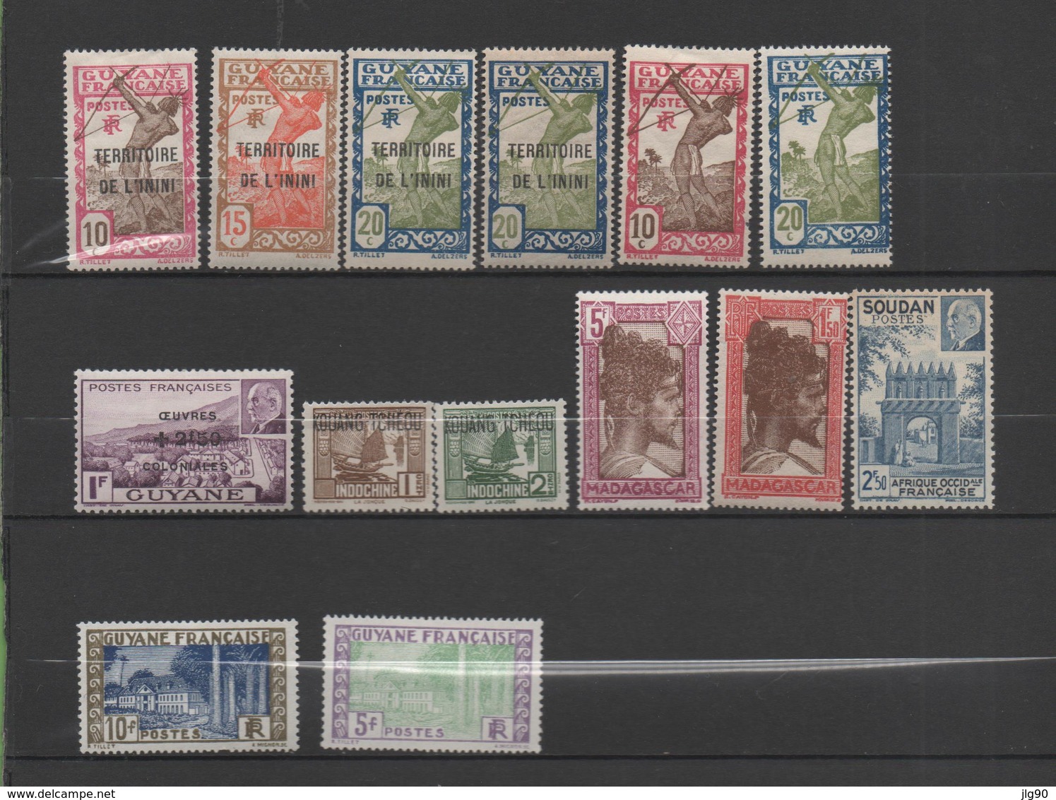14 Timbres Colonies Françaises Divers états (MH Majority, Guyane 5 Et 10f Sans Gomme) - Collections