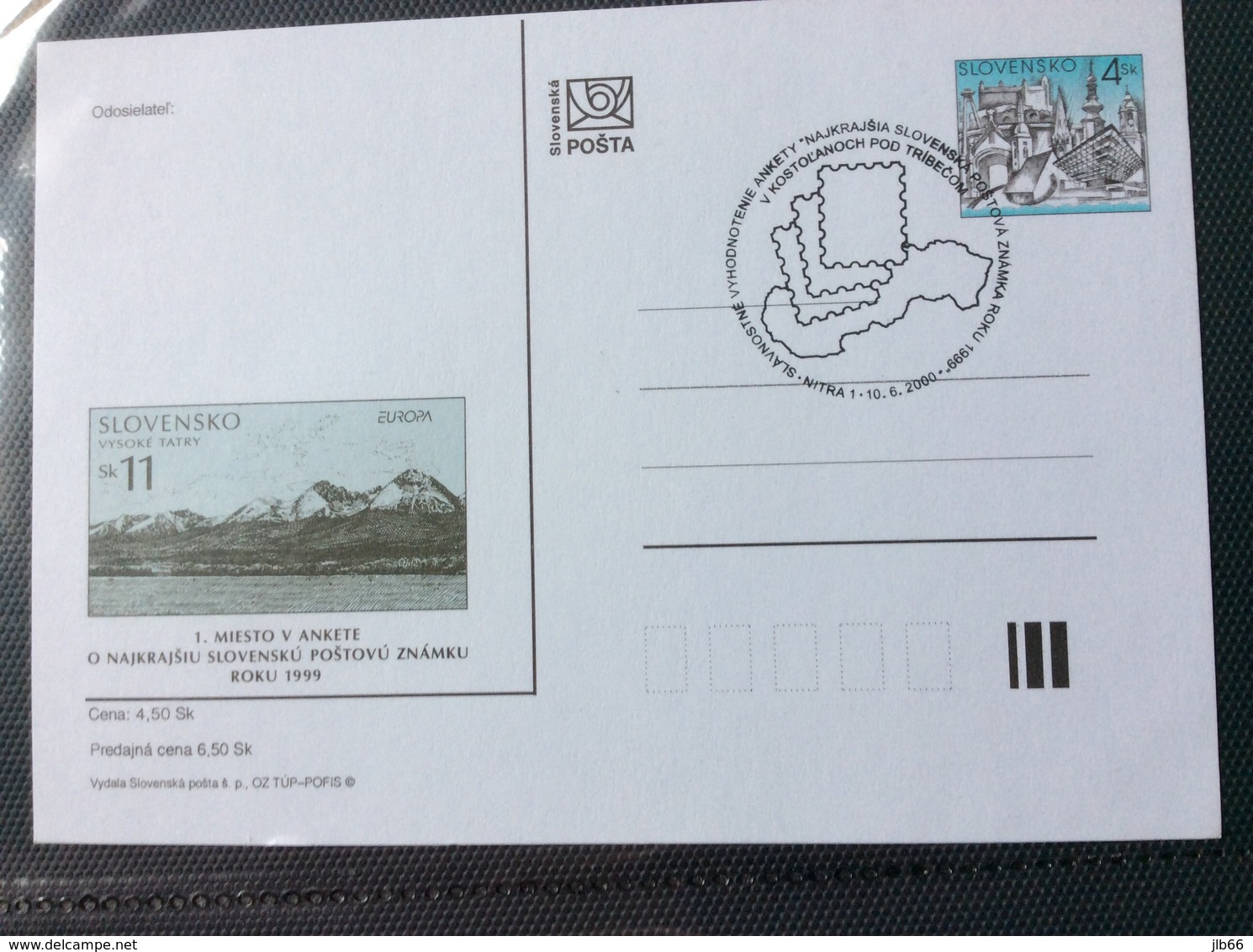 Slovaquie 2000 CDV 45 Europa Tatras Plus Beau Timbre De 1999 - Cartes Postales