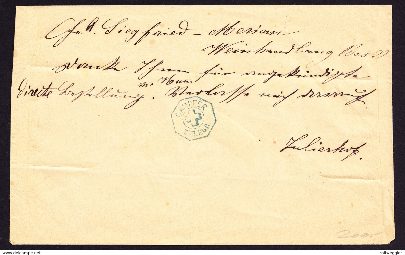 Um 1880 Telegramm Couvert Mit Telegraphenstempel Campfer. Waagerechte Archivfalten - Telégrafo