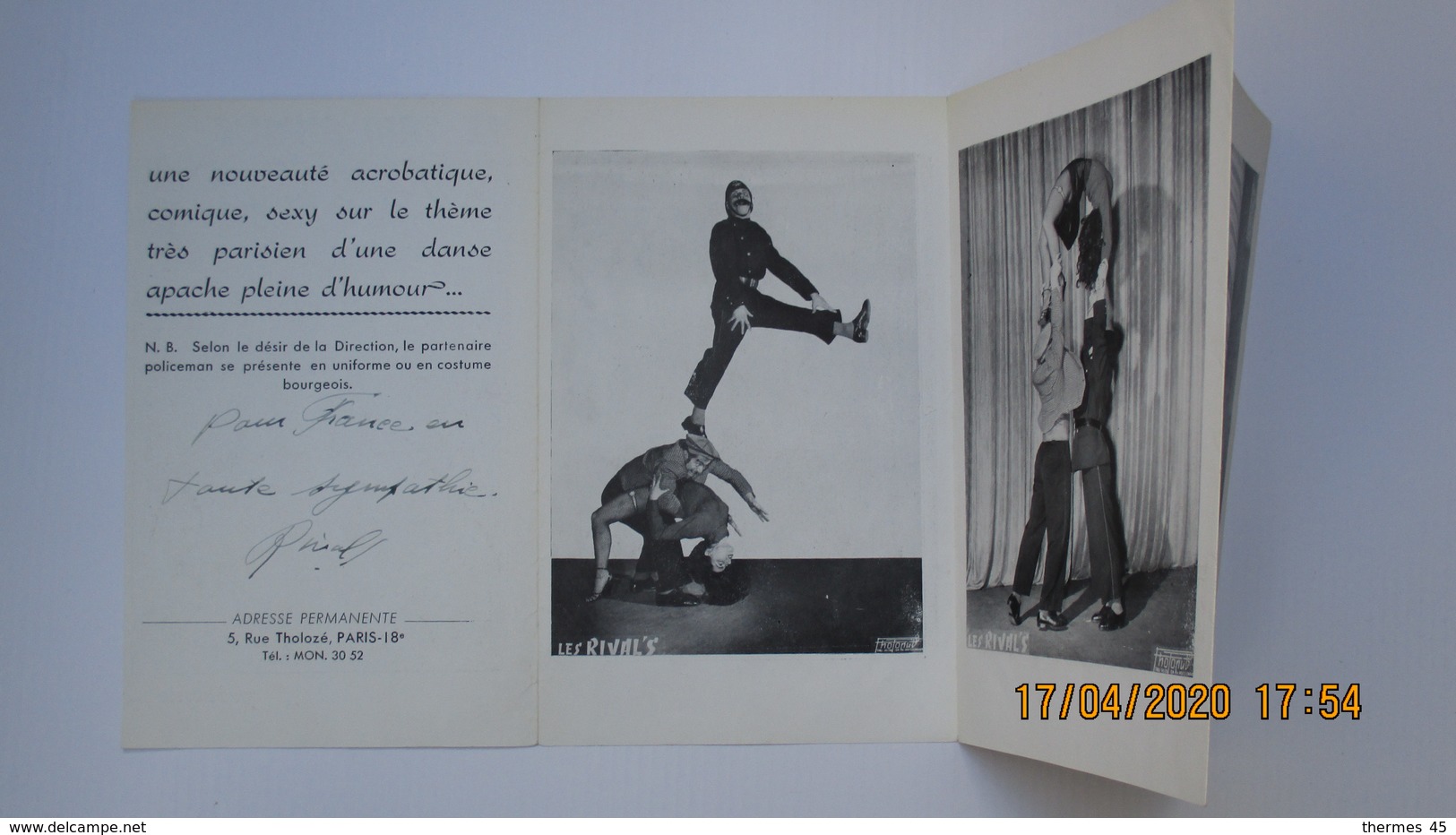 LE TRIO RIVAL'S Présente... / SPECTACLE ACROBATIQUE / DEDICACE / DEPLIANT PUBLICITAIRE - Gymnastik