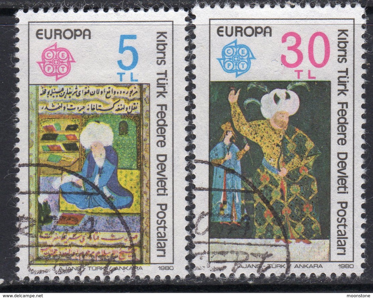 Cyprus Turkish 1980 Europa Personalities Set Of 2, Used, SG 91/2 (A) - Usados