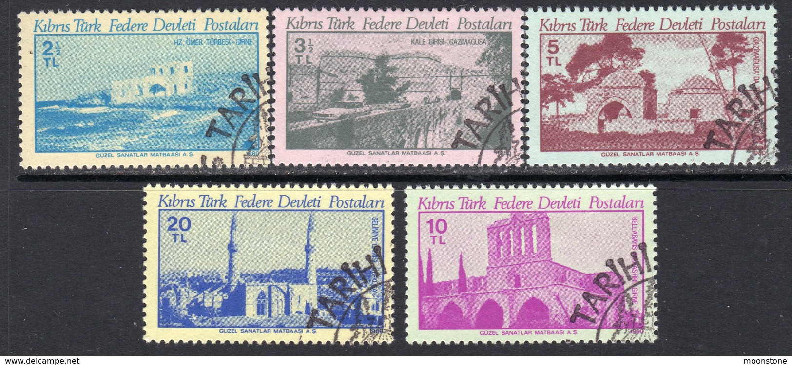 Cyprus Turkish 1980 Ancient Monuments Set Of 5, Used, SG 93/7 (A) - Oblitérés