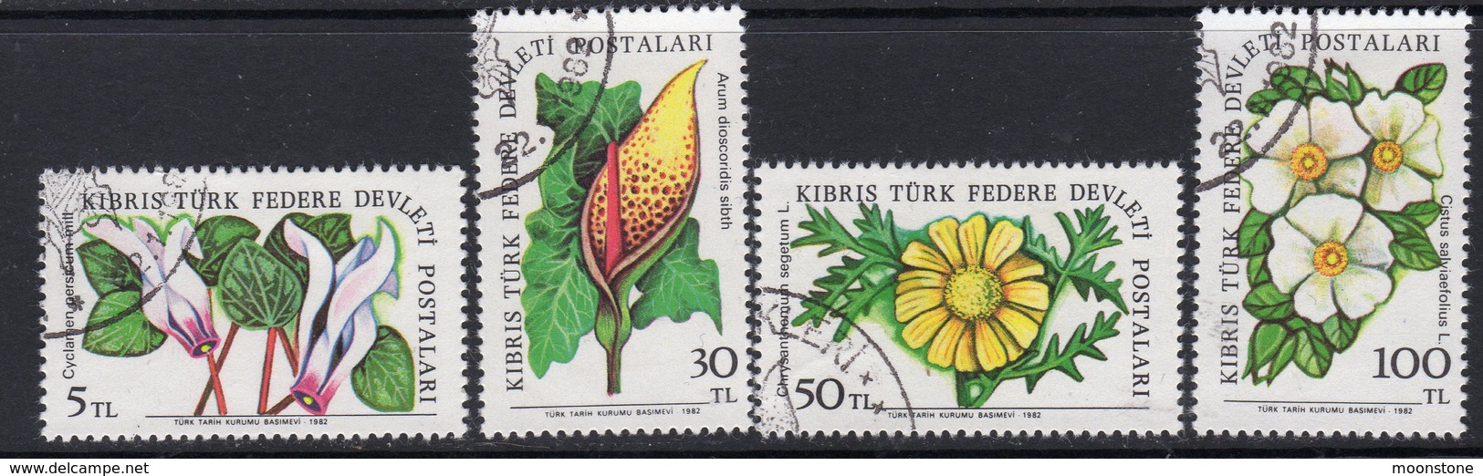 Cyprus Turkish 1982 Flowers Part Set Of 4, Used, SG 110, 113/5 (A) - Usados