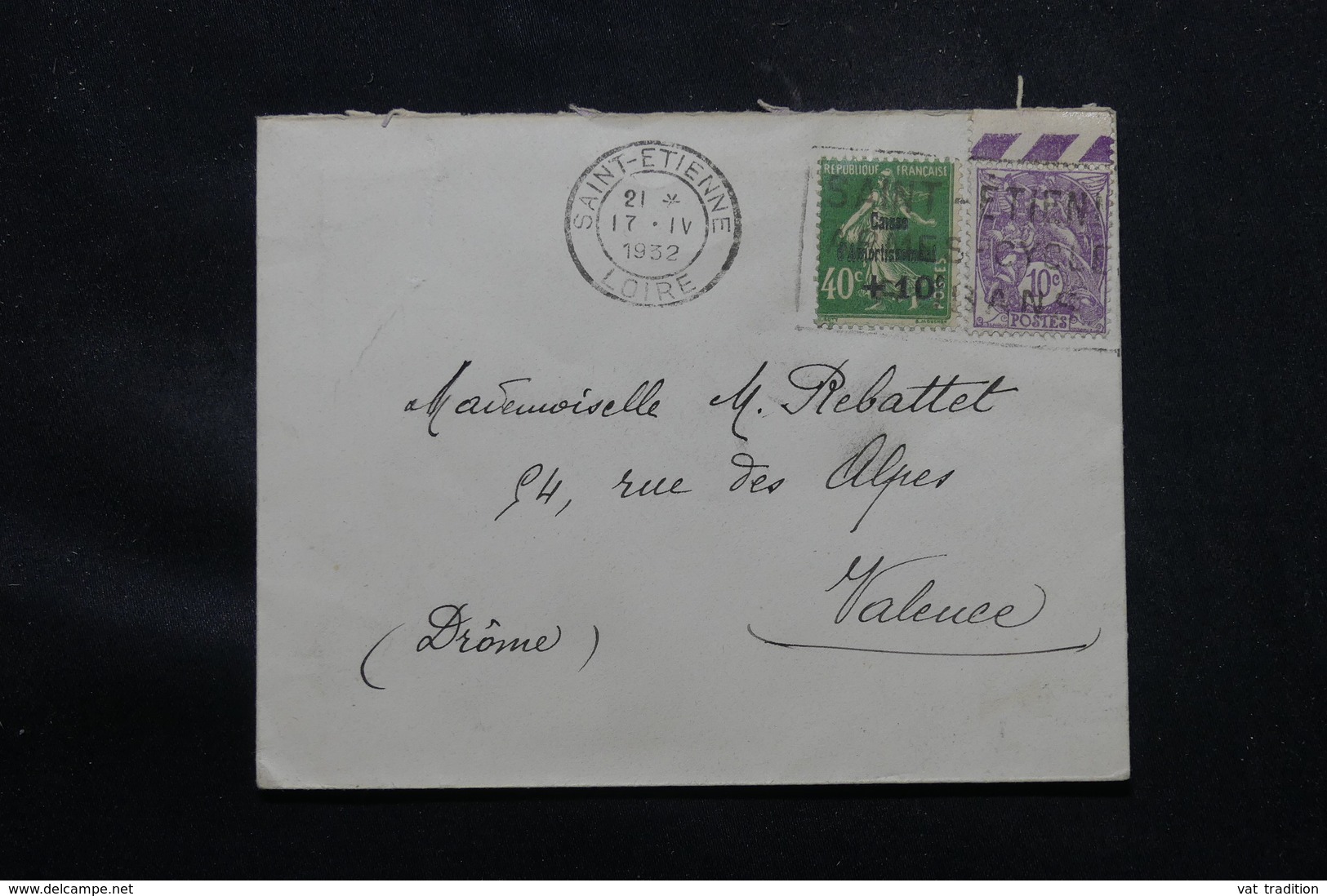 FRANCE - Enveloppe De St Etienne En 1932, Affranchissement Blanc Et Semeuse Caisse D'Amortissement - L 59019 - 1921-1960: Modern Tijdperk