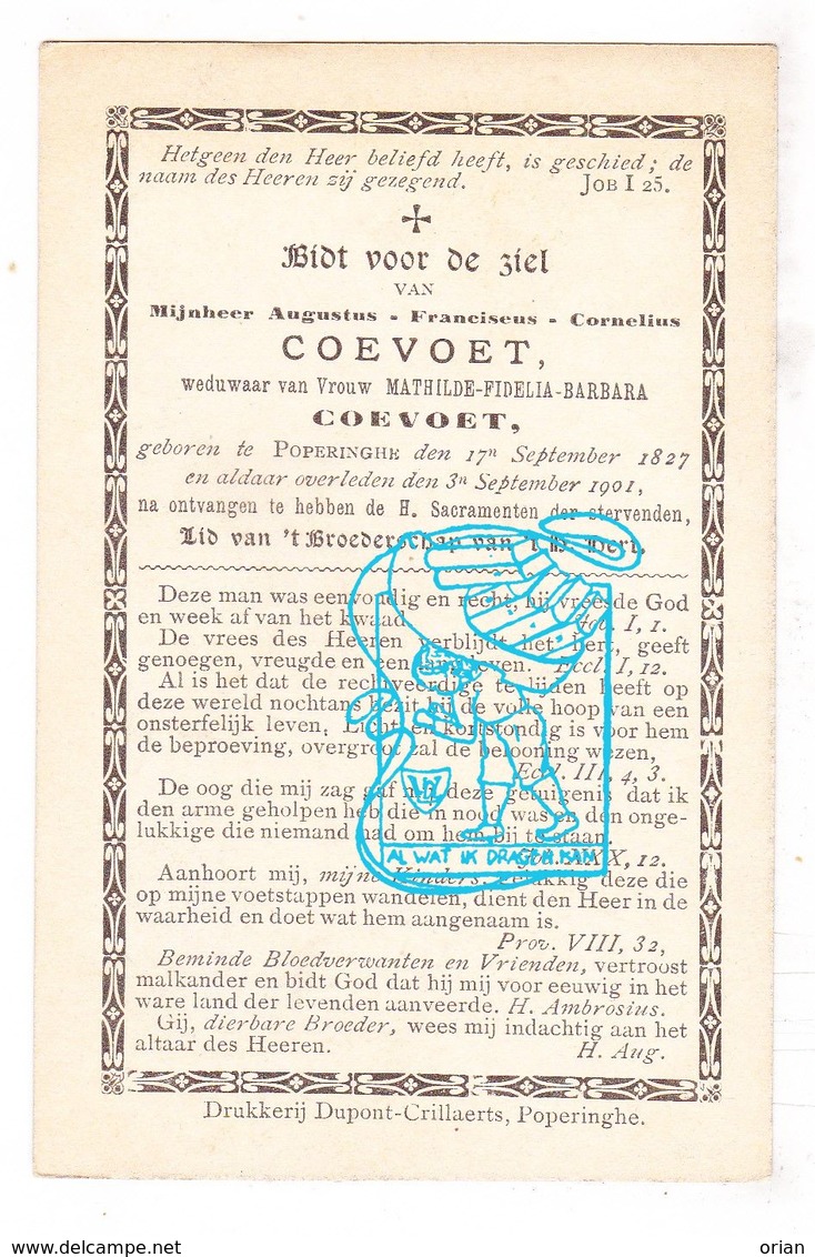 DP Augustus F. Coevoet ° Poperinge 1827 † 1901 X Math. F. Coevoet - Santini