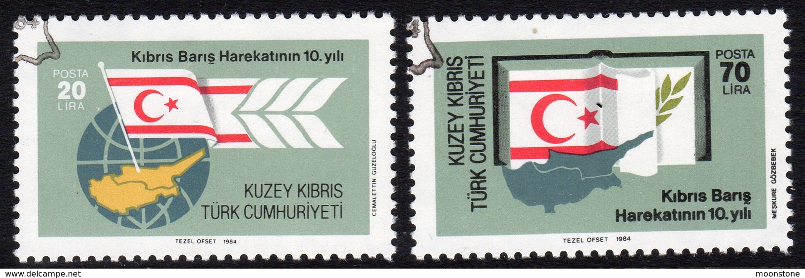 Cyprus Turkish 1984 10th Anniversary Of Turkish Landings Set Of 2, Used, SG 154/5 (A) - Usati