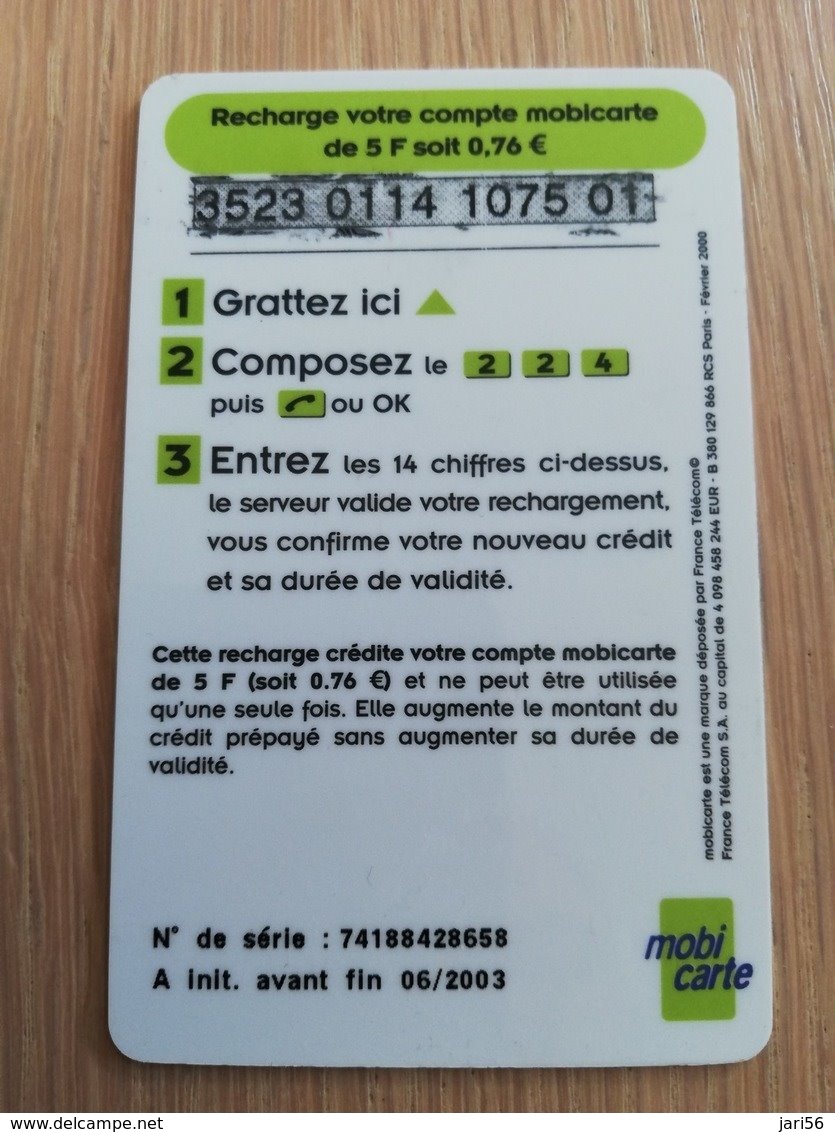 FRANCE/FRANKRIJK  Mobi Recharge 70    PREPAID  USED    ** 1476** - Nachladekarten (Handy/SIM)