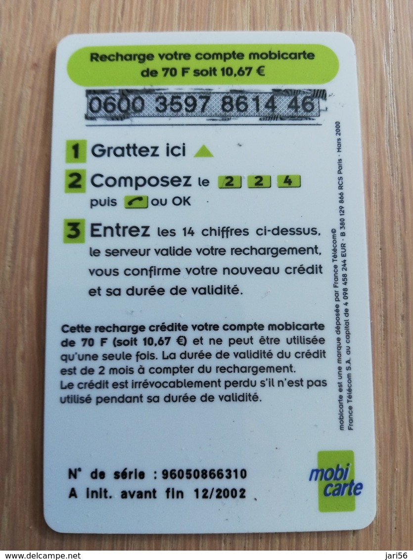 FRANCE/FRANKRIJK  Mobi Recharge 70    PREPAID  USED    ** 1477** - Mobicartes (GSM/SIM)
