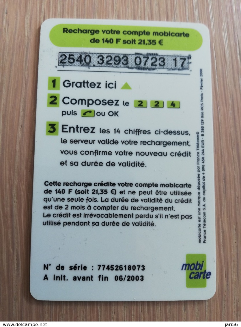 FRANCE/FRANKRIJK  Mobi Recharge 140    PREPAID  USED    ** 1478** - Mobicartes (GSM/SIM)