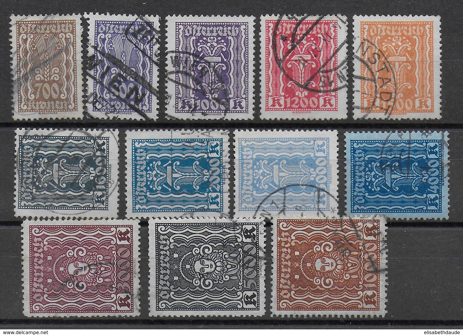 AUTRICHE - 1923 - SERIE COMPLETE YVERT N° 314/325 OBLITERES  - COTE = 30 EUR. - - Gebruikt