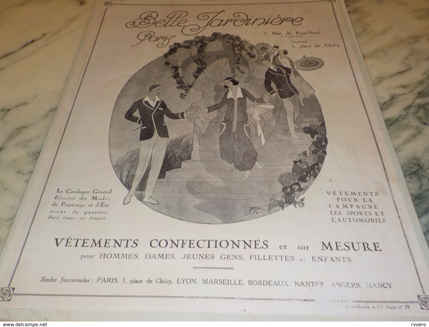 ANCIENNE PUBLICITE MAGASIN BELLE JARDINIERE  1924 - Autres & Non Classés