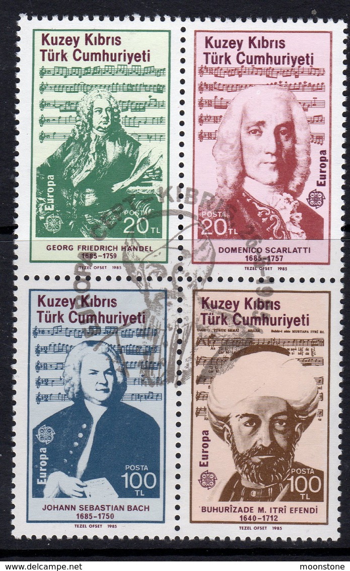 Cyprus Turkish 1985 Europa Composers Block Of 4, Used, SG 172/5 (A) - Usati