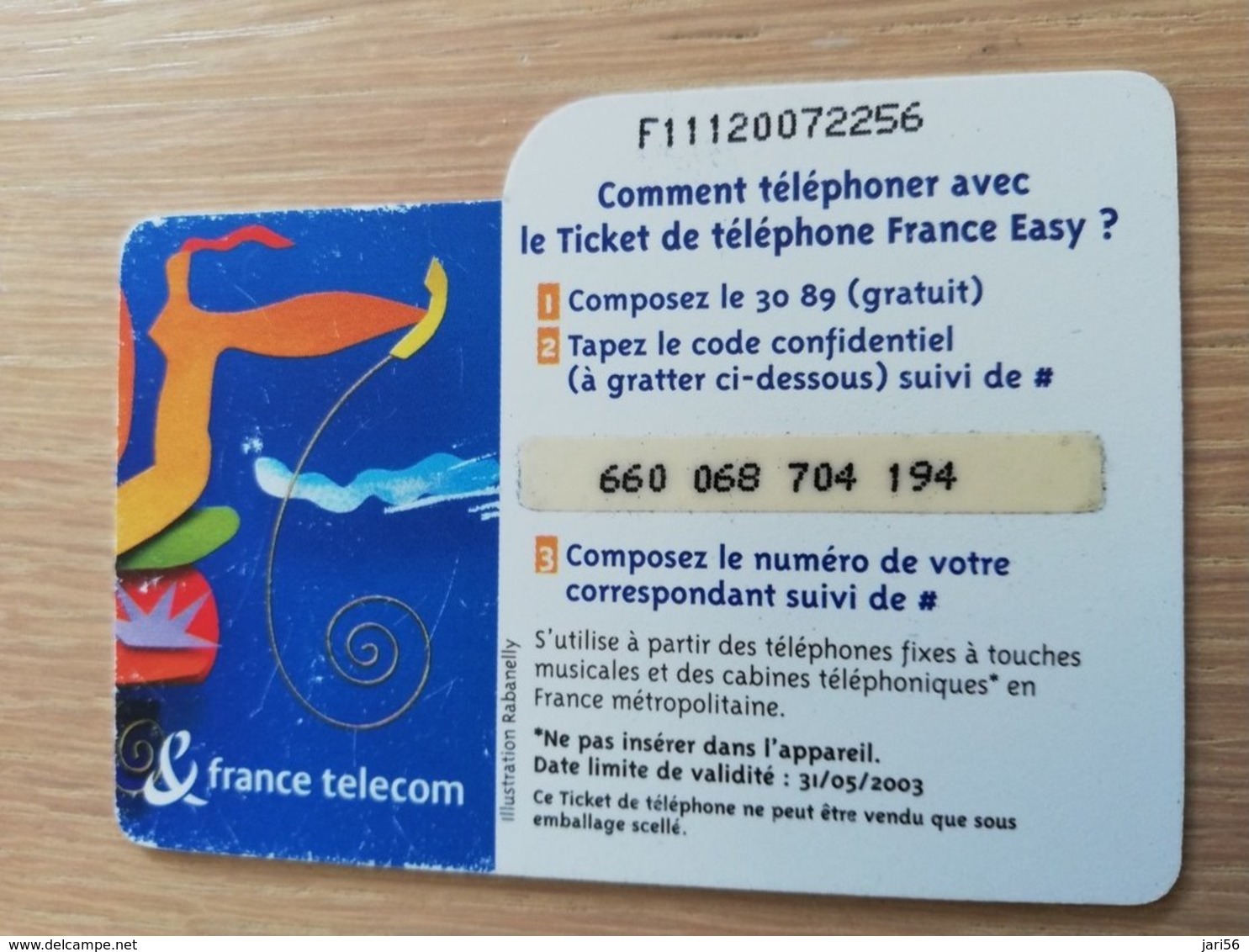 FRANCE/FRANKRIJK   TICKET 50F   PREPAID  USED    ** 1483** - Per Cellulari (telefonini/schede SIM)